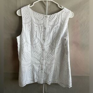 Talbots white sleeveless summer blouse.  Brand new!